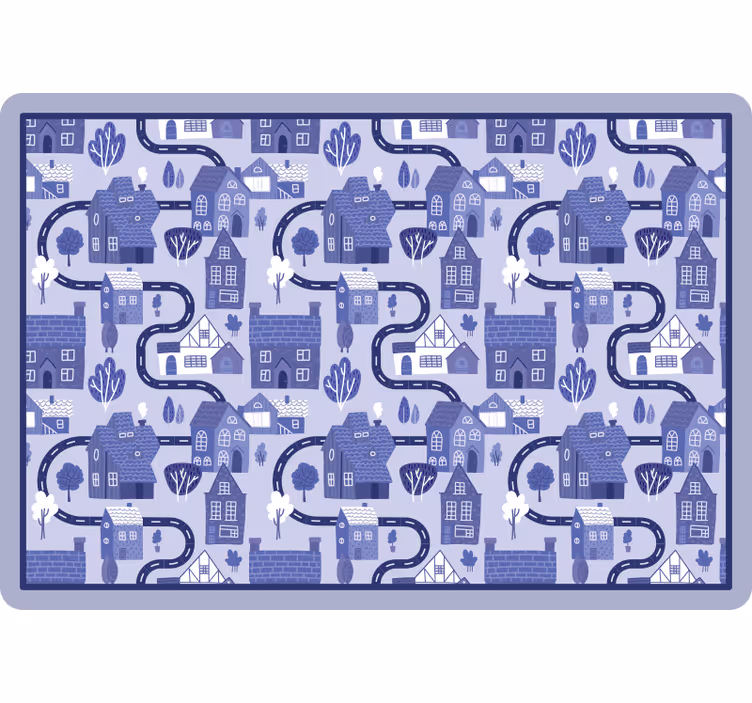 Store enrouleur pour chambre enfant village bleu nordique - TenStickers