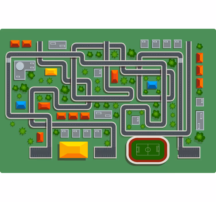 Store enrouleur pour chambre enfant tapis de jeu rues - TenStickers
