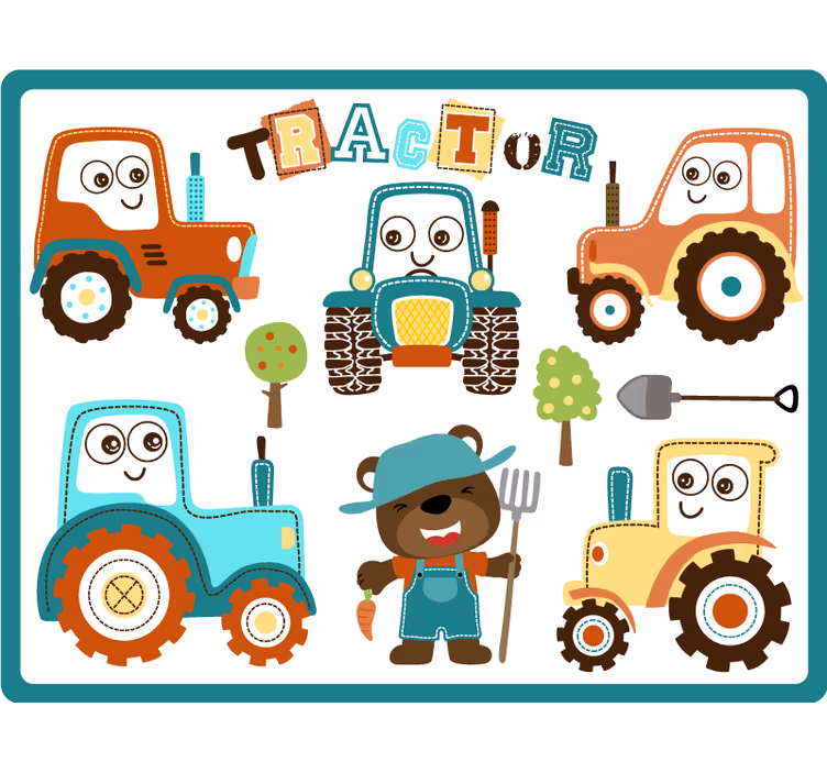Store enrouleur pour chambre enfant tracteurs souriants - TenStickers