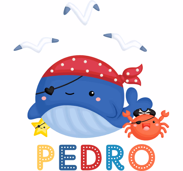 Store enrouleur pour chambre enfant baleine pirate bleue - TenStickers