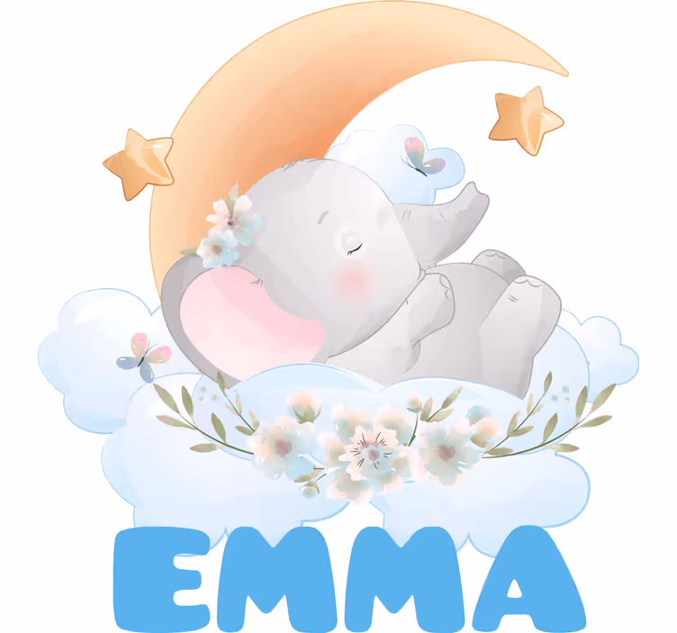 Store enrouleur pour chambre enfant éléphant mignon avec nom - TenStickers