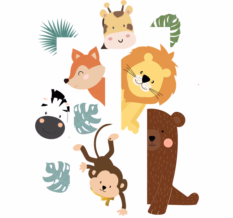 Store enrouleur pour chambre enfant animaux à la porte - TenStickers