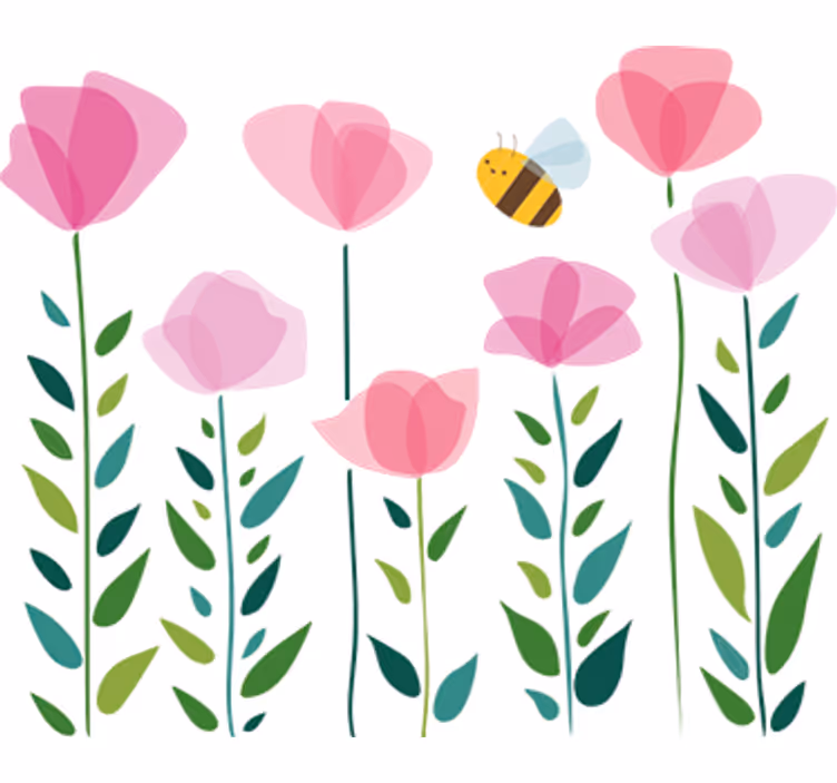 Store enrouleur pour chambre enfant fleurs roses et abeille - TenStickers
