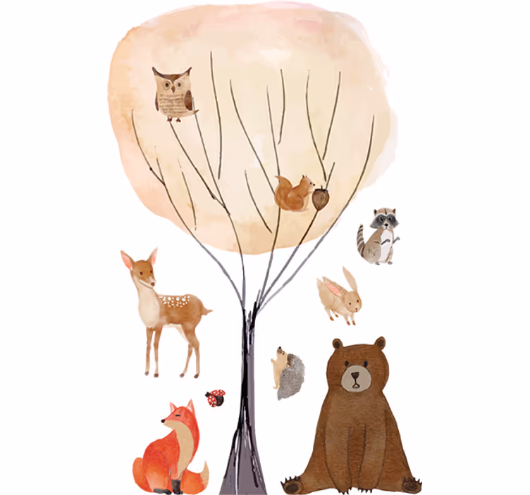 Store enrouleur pour chambre enfant animaux et arbre - TenStickers