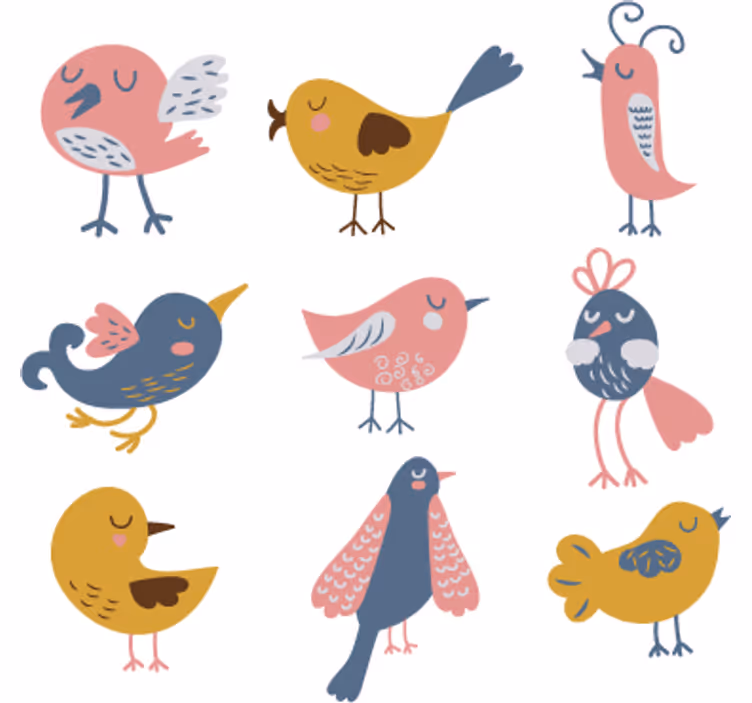 Store enrouleur pour chambre enfant stickers de neuf oiseaux - TenStickers