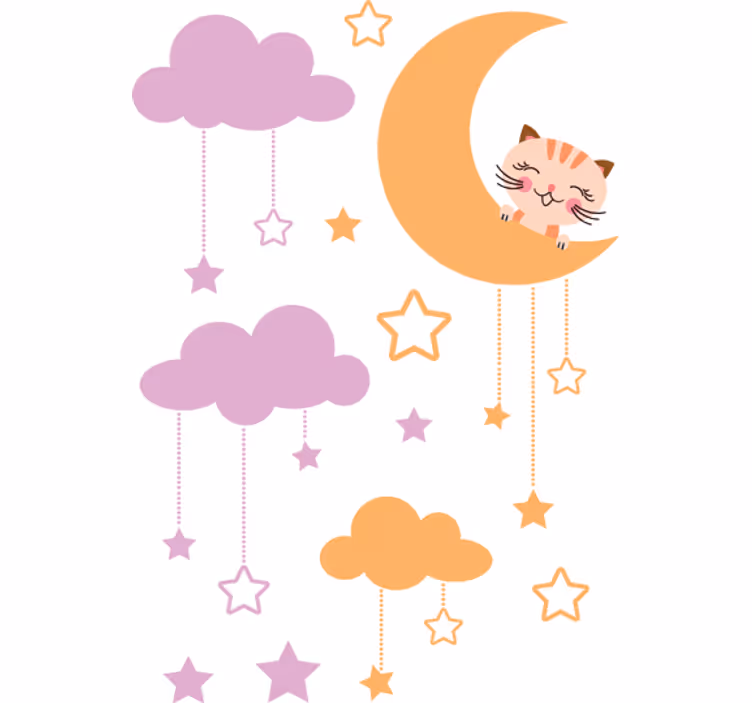 Store enrouleur pour chambre enfant chat lunaire - TenStickers