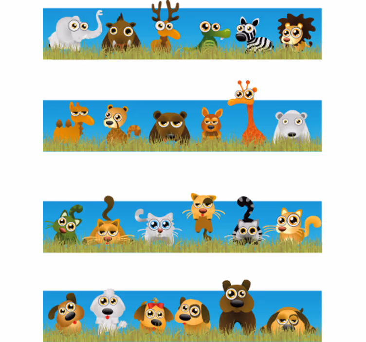 Store enrouleur pour chambre enfant rayures animaux - TenStickers