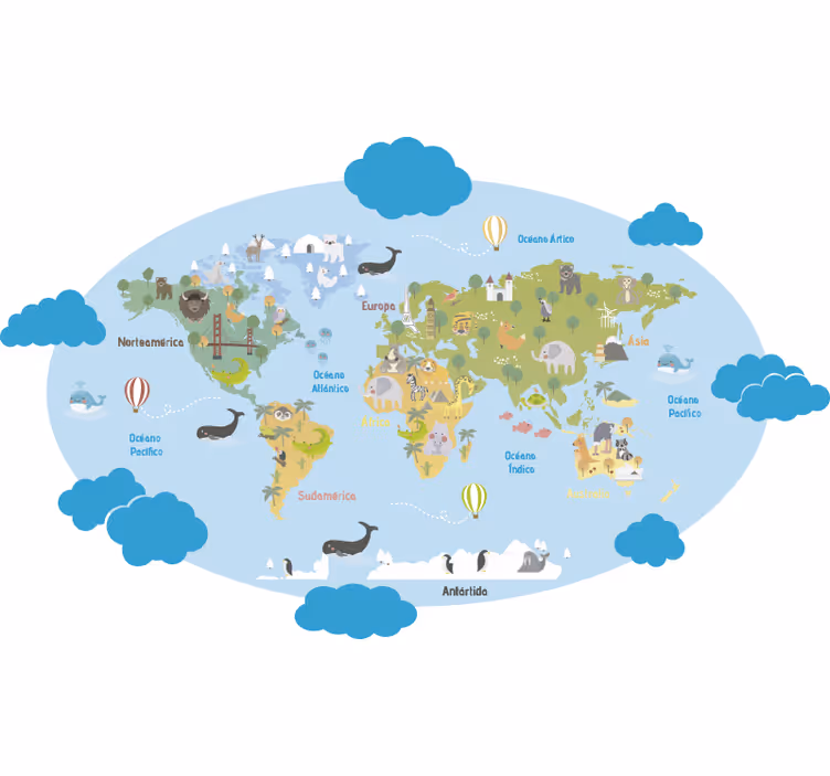 Store enrouleur pour chambre enfant carte du monde - TenStickers
