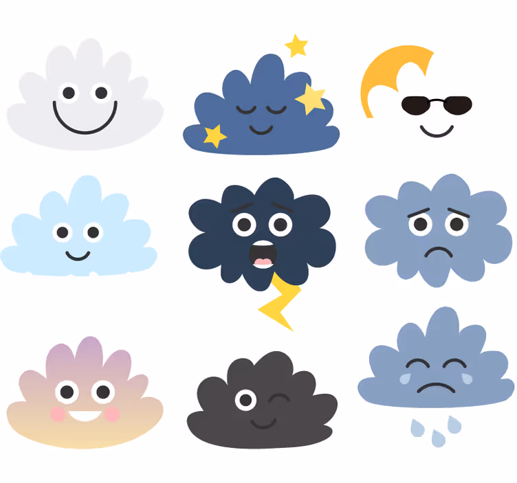 Store enrouleur pour chambre enfant nuages avec visages - TenStickers