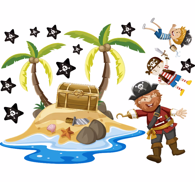Store enrouleur pour chambre enfant pirates et palmiers - TenStickers