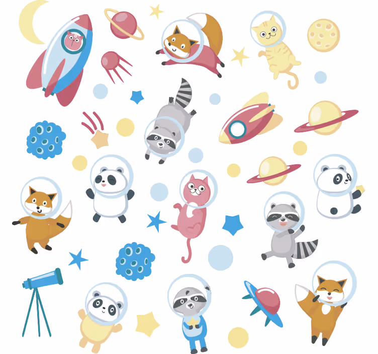 Store enrouleur pour chambre enfant animaux dans l'espace - TenStickers