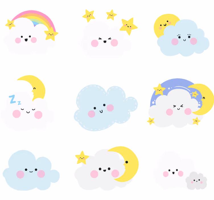 Store enrouleur pour chambre enfant nuages blancs et bleus - TenStickers