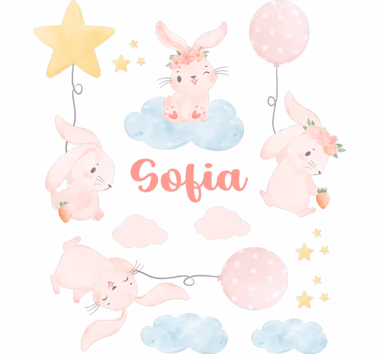 Store enrouleur pour chambre enfant ballons roses et lapins - TenStickers