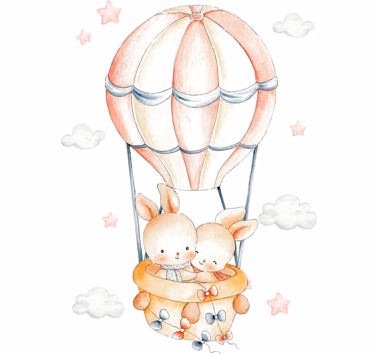 Store enrouleur pour chambre enfant montgolfière lapin - TenStickers
