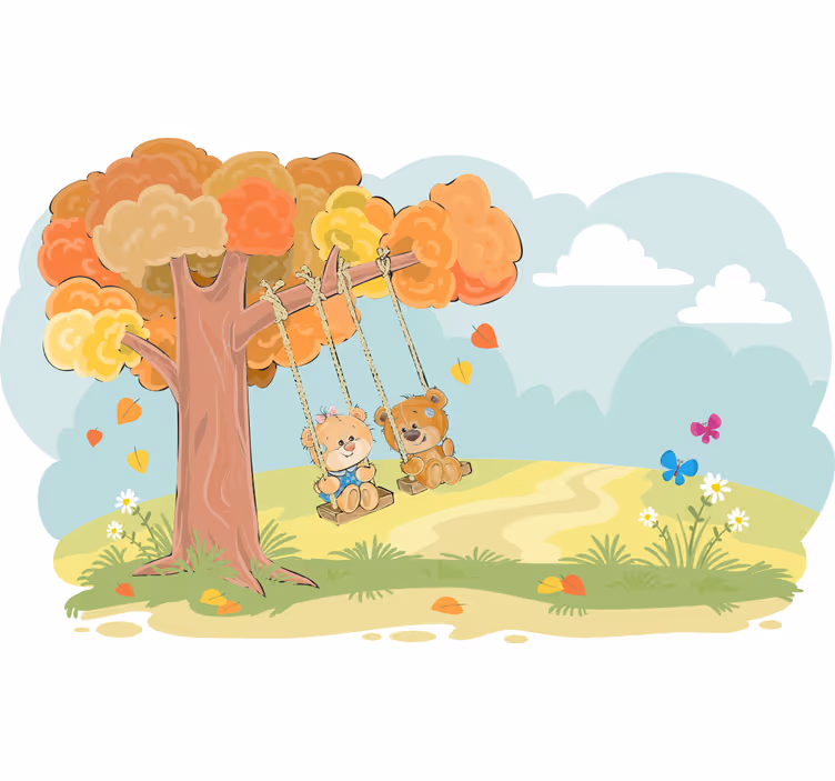 Store enrouleur pour chambre enfant ours en peluche forêt - TenStickers