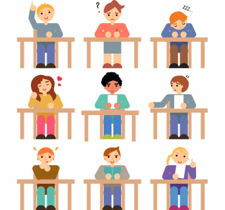 Store enrouleur pour chambre enfant sticker élèves au bureau - TenStickers
