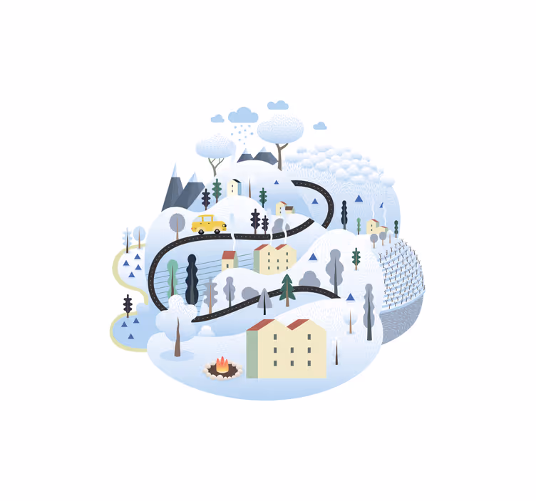 Store enrouleur pour chambre enfant village gris montagne - TenStickers