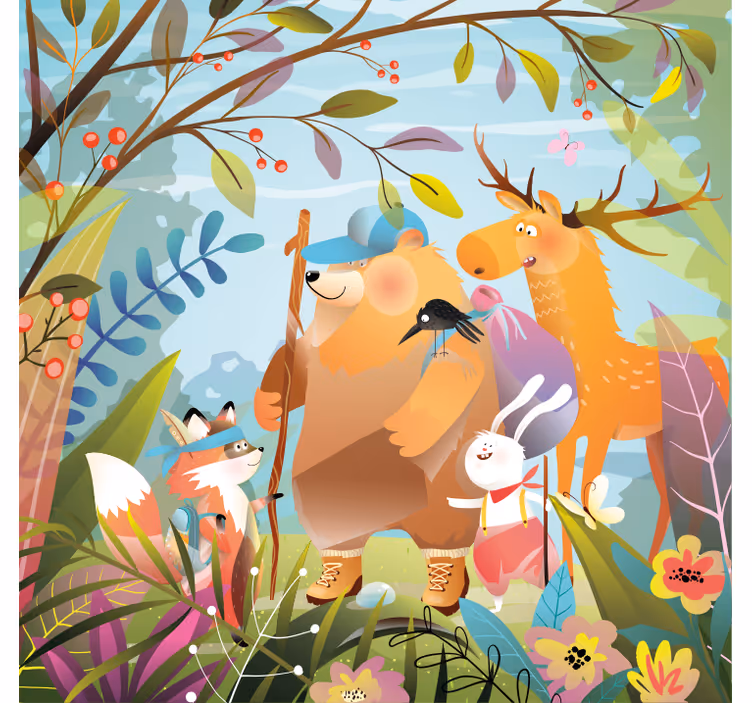 Store enrouleur pour chambre enfant amis animaux forêt - TenStickers
