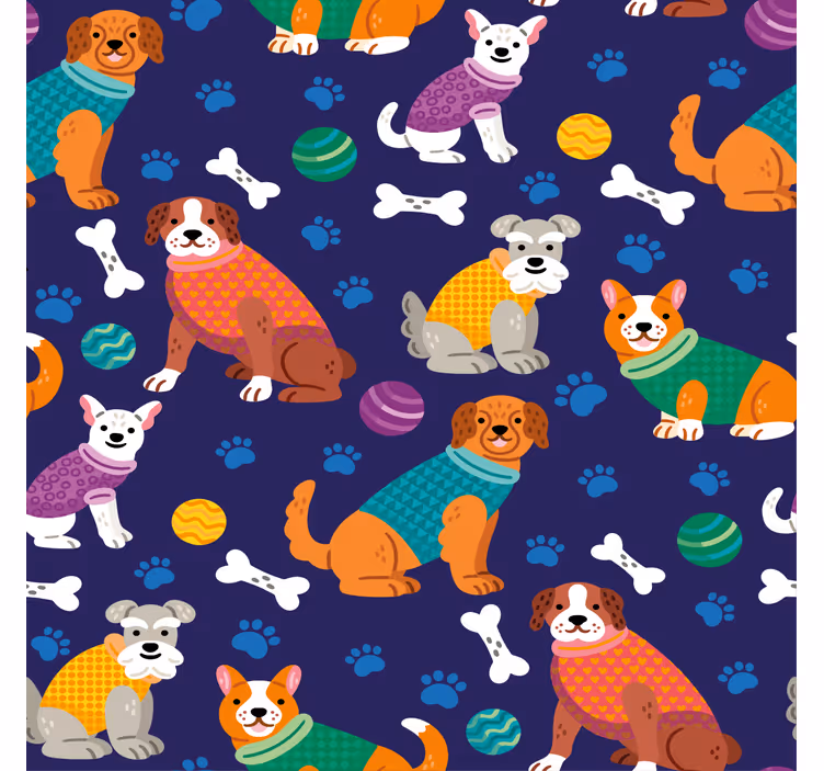 Store enrouleur pour chambre enfant motif chiens colorés - TenStickers