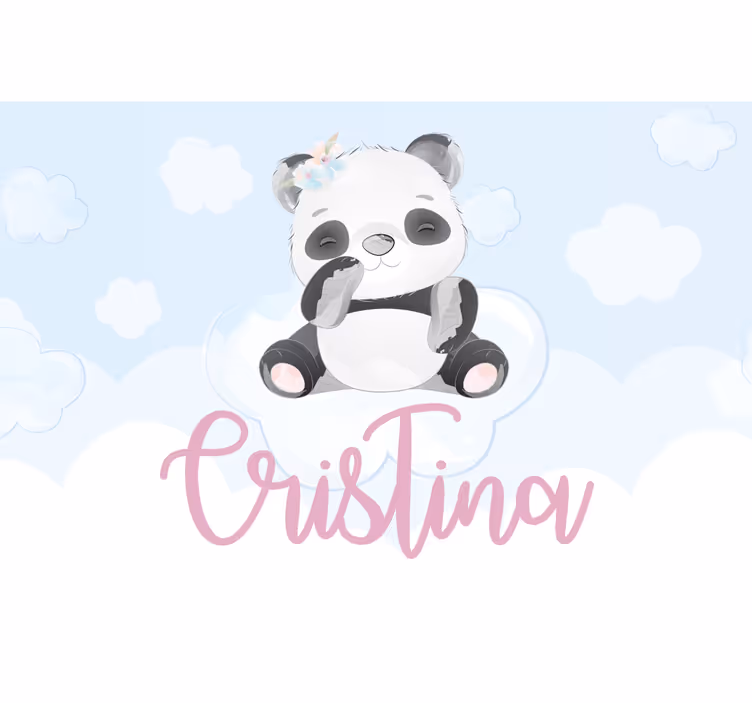 Store enrouleur pour chambre enfant panda mignon avec nom - TenStickers