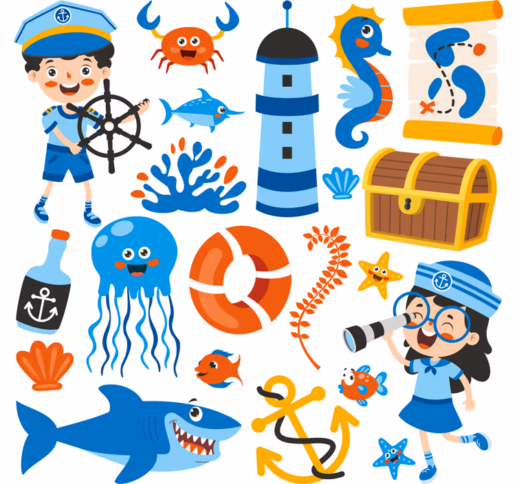 Store enrouleur pour chambre enfant pirate et vie marine - TenStickers