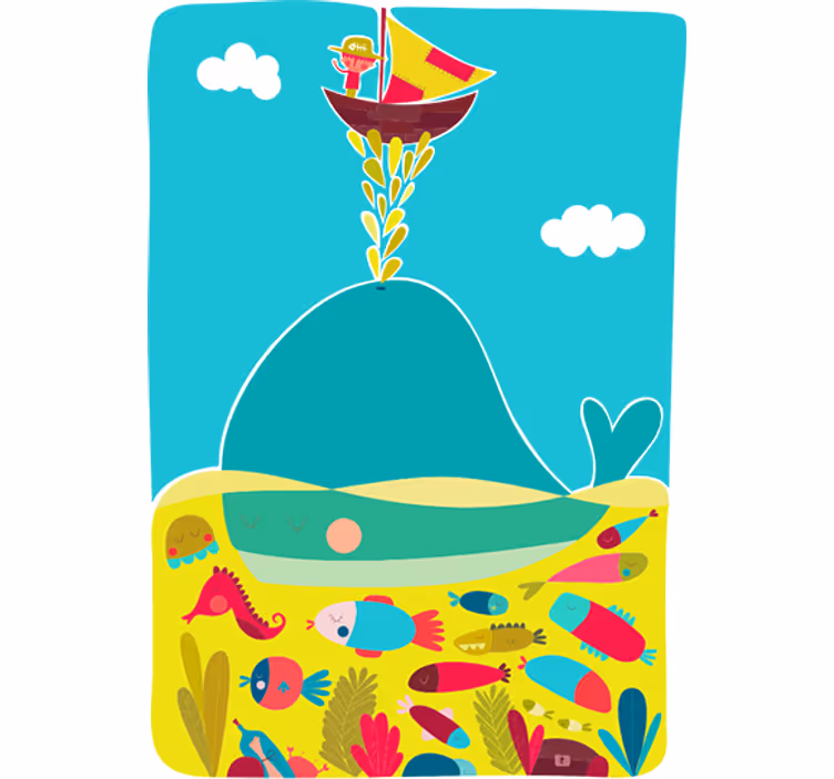 Store enrouleur pour chambre enfant motif baleine - TenStickers