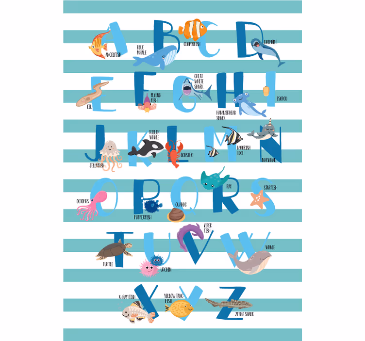 Store enrouleur pour chambre enfant alphabet océan - TenStickers