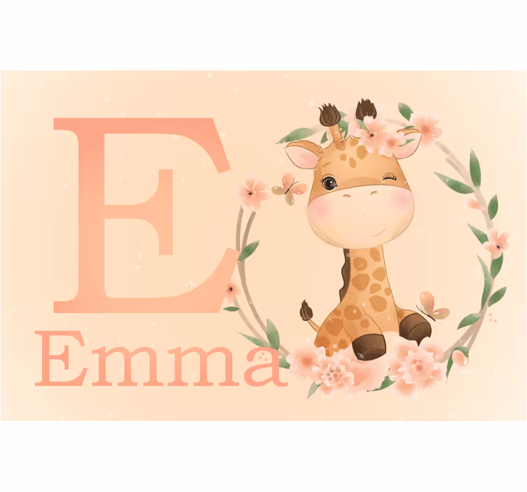 Store enrouleur pour chambre enfant girafe mignonne avec nom - TenStickers