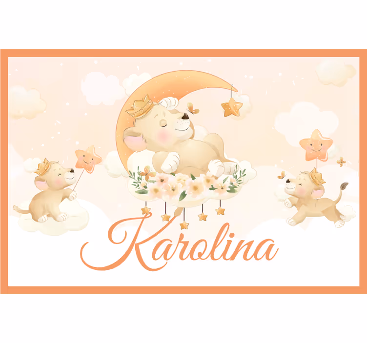 Store enrouleur pour chambre enfant lion mignon avec nom - TenStickers