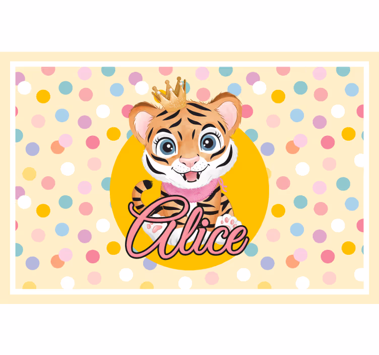 Store enrouleur pour chambre enfant tigre mignon avec nom - TenStickers