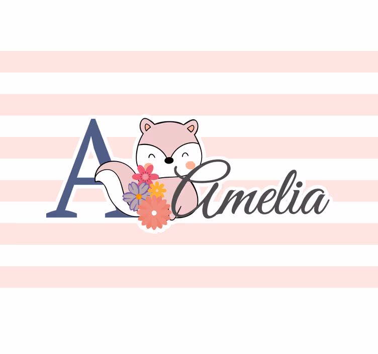 Store enrouleur pour chambre enfant écureuil mignon avec nom - TenStickers