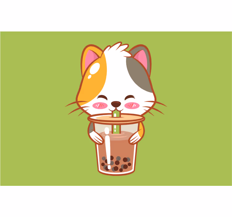 Store enrouleur pour chambre enfant chat buvant du chocolat - TenStickers