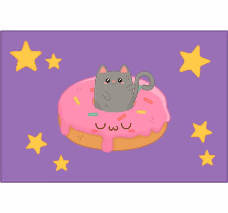 Store enrouleur pour chambre enfant chat et donut - TenStickers