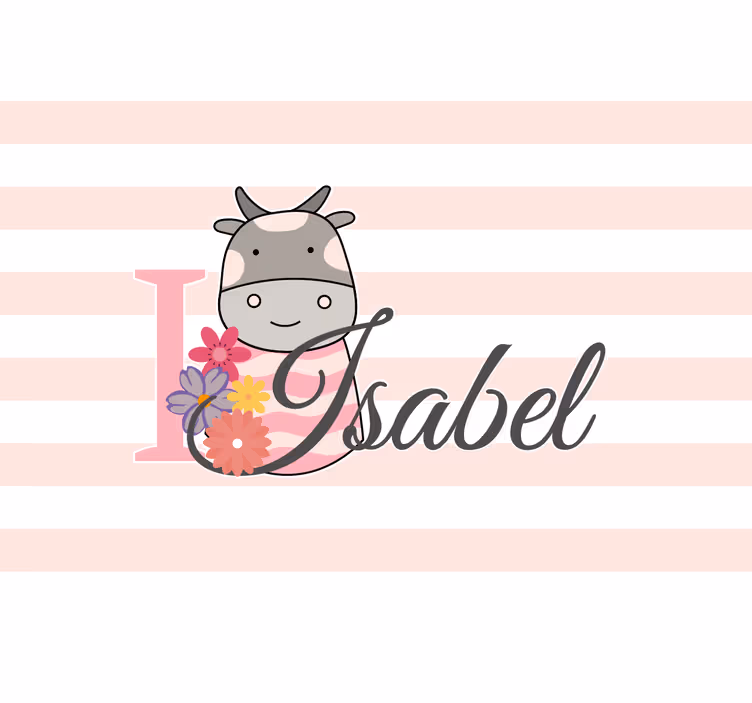 Store enrouleur pour chambre enfant vache mignonne avec nom - TenStickers
