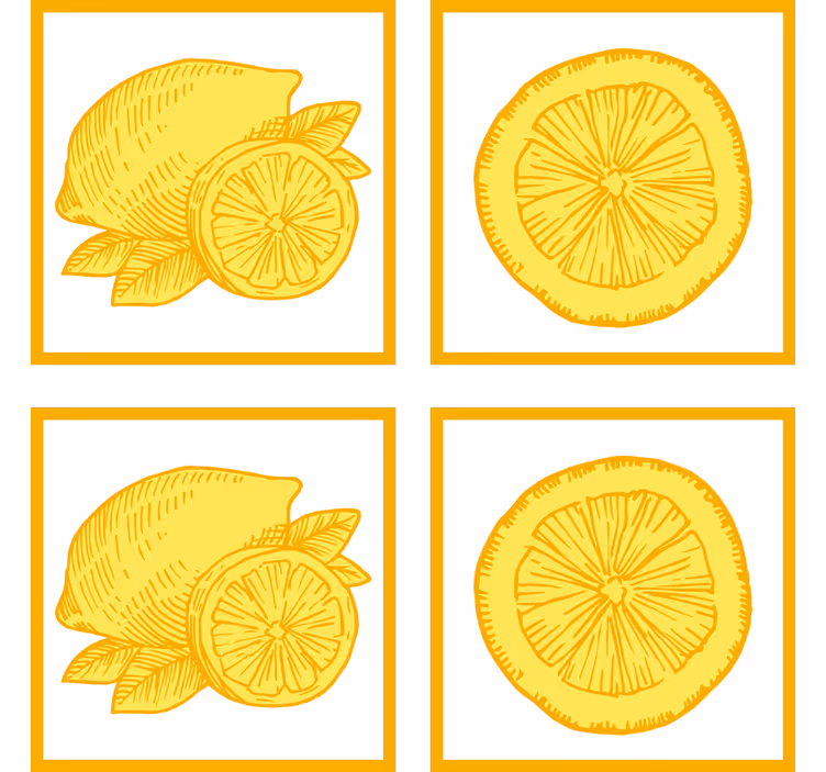 Store enrouleur cuisine carreaux citron et orange - TenStickers
