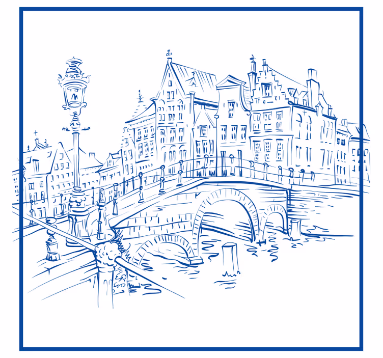 Store enrouleur cuisine maisons de canaux bleu delft - TenStickers
