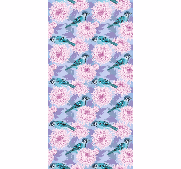 Store enrouleur cuisine fleurs roses et oiseaux - TenStickers