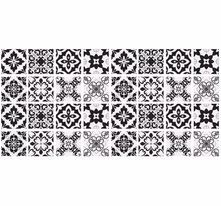 Store enrouleur cuisine carreaux noirs et blancs - TenStickers