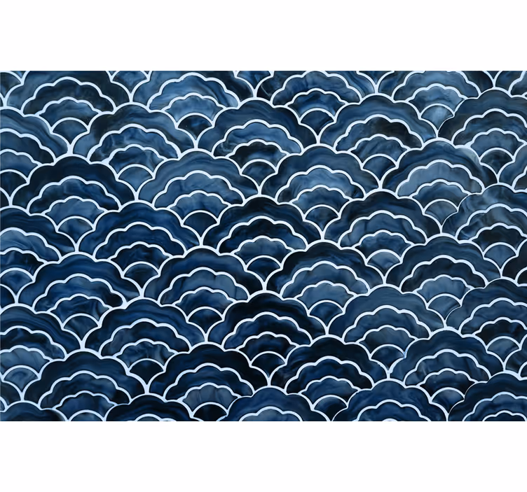 Store enrouleur bleu motif vagues japonaises - TenStickers