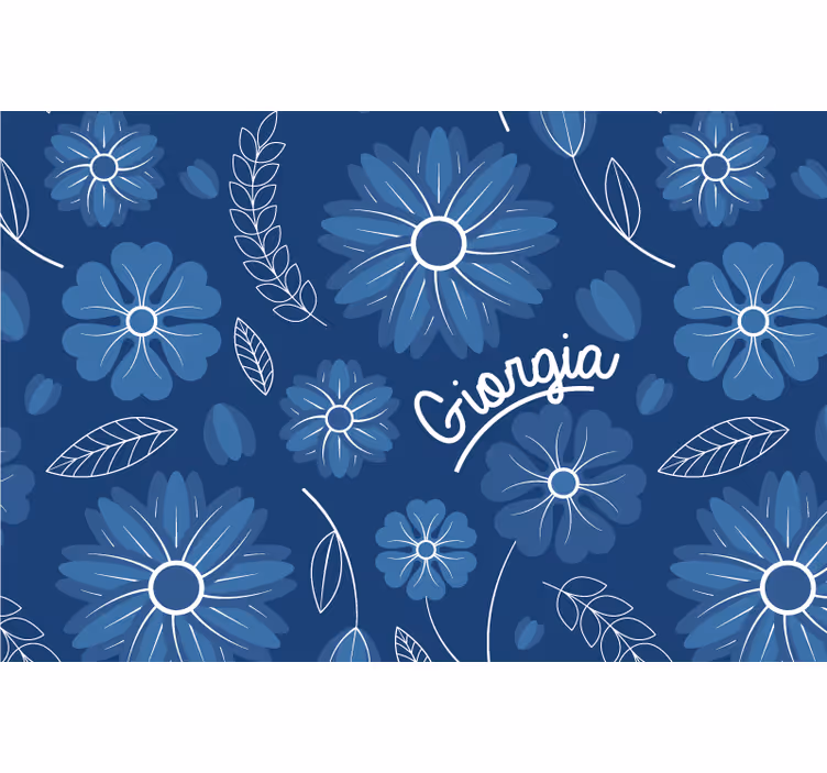 Store enrouleur bleu design floral élégant - TenStickers