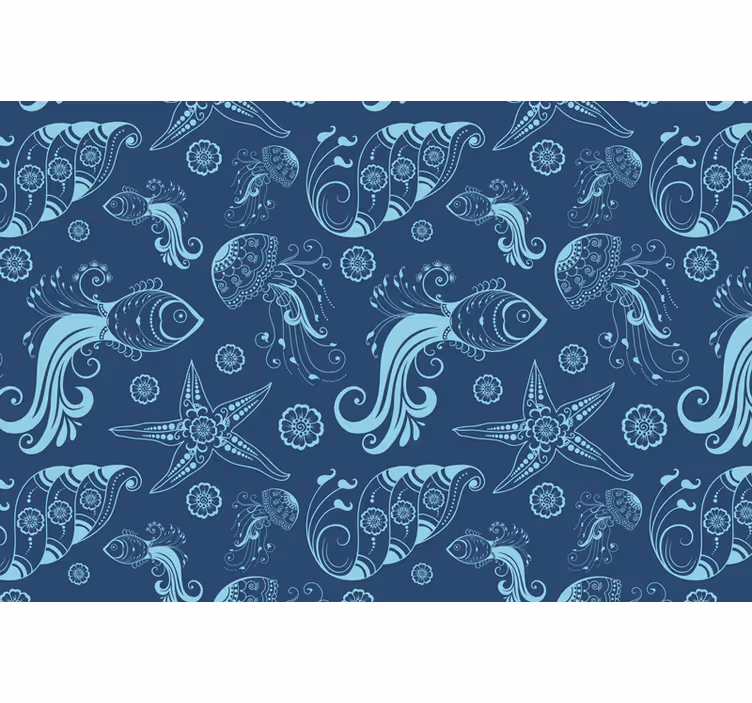 Store enrouleur bleu vie marine ornementale - TenStickers