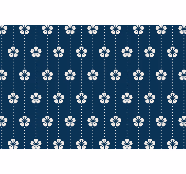 Store enrouleur bleu lignes florales - TenStickers