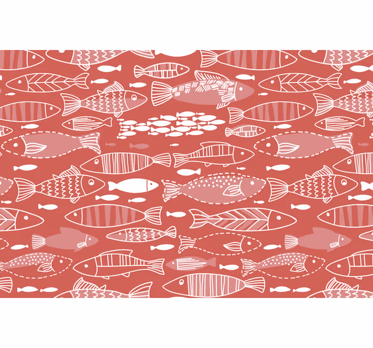 Store enrouleur rouge avec de nombreux poissons marins - TenStickers