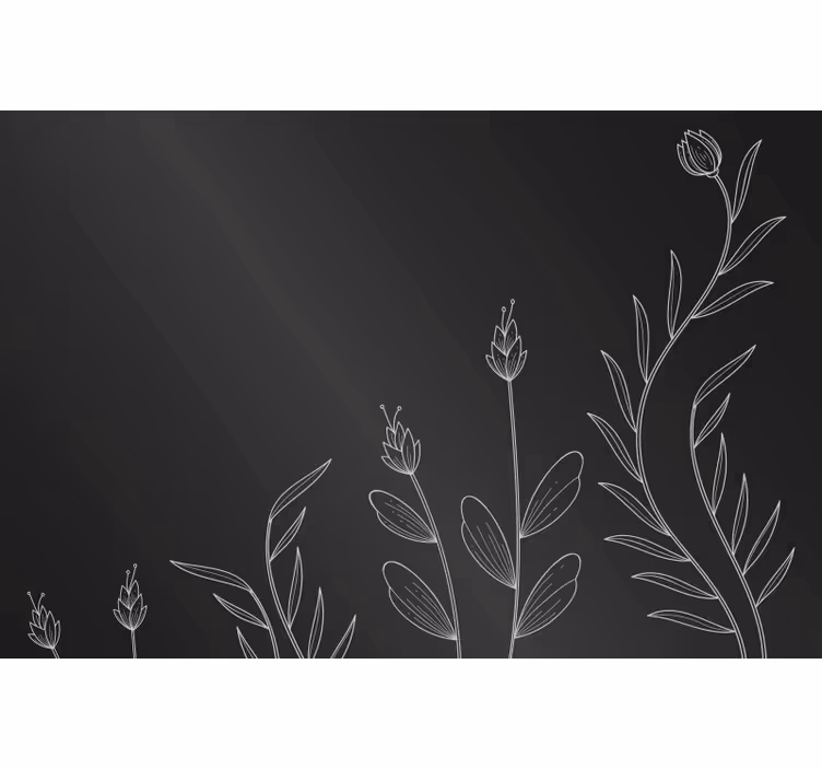 Store enrouleur noir fond avec plantes élégantes - TenStickers