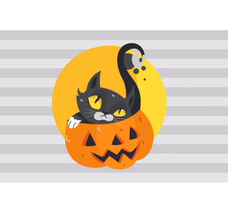 Store enrouleur gris citrouilles et chat noir - TenStickers