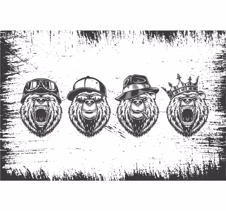 Store enrouleur gris avec logo ours vintage - TenStickers