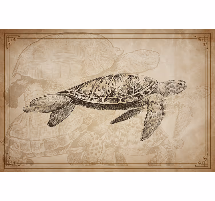 Store enrouleur beige avec différentes tortues dessinées - TenStickers