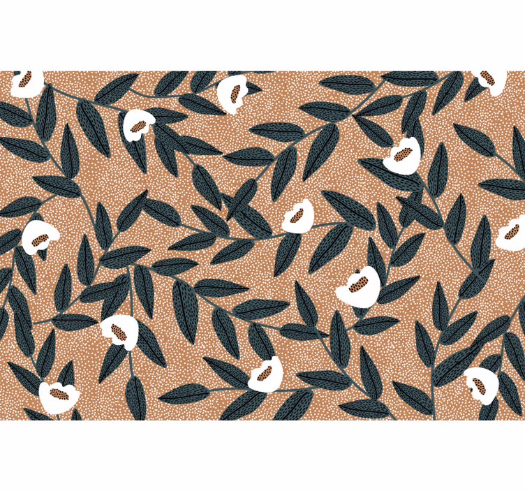 Store enrouleur beige fleurs et feuilles - TenStickers