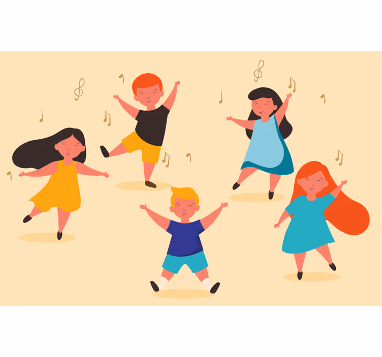 Store enrouleur beige enfants dansant - TenStickers