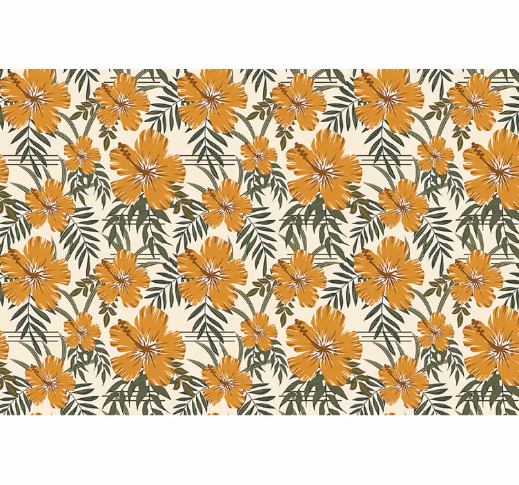 Store enrouleur orange fleurs tropicales jaunes - TenStickers